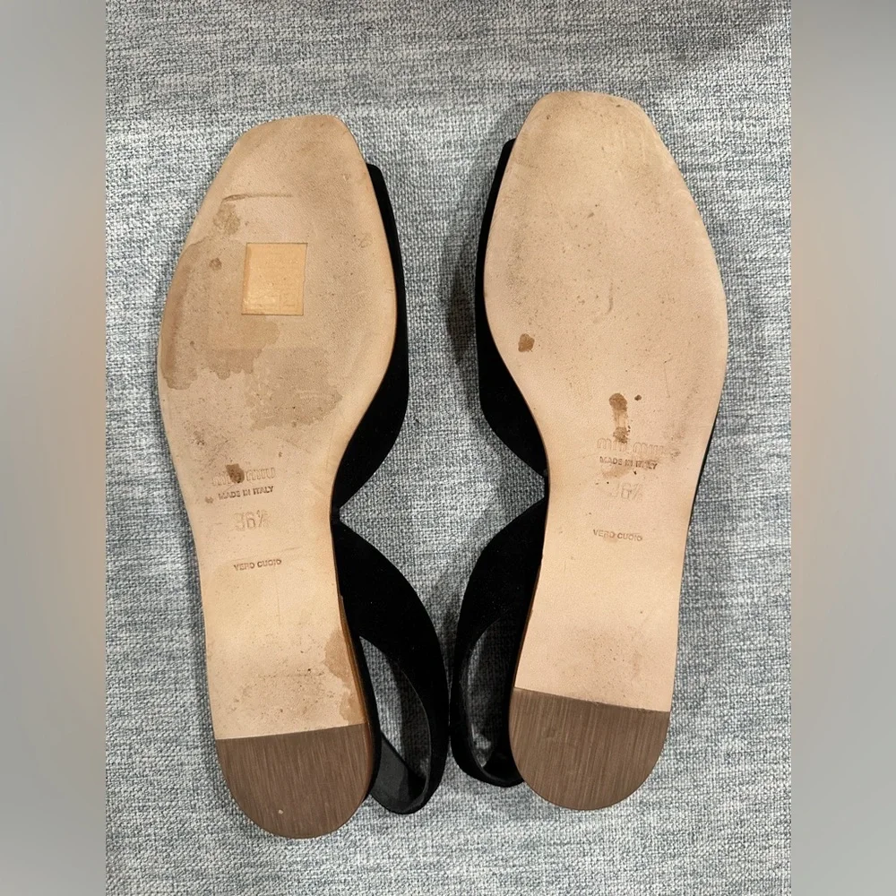 Miu Miu Sling Back Flats in Black